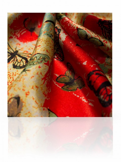 Шейный Платочек Женский SS-VINTAGE.BUTTERFLY/RED